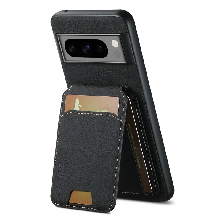 SUTENI H02 For Google Pixel 8 Pro Litchi Texture Case Vertical Flip Card Holder Protective Back Cover - Black