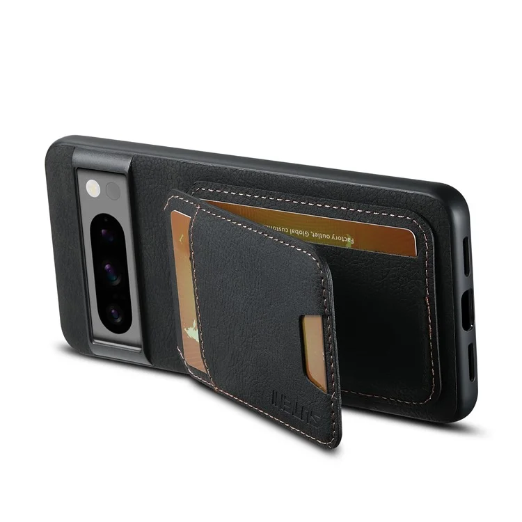 SUTENI H02 For Google Pixel 8 Pro Litchi Texture Case Vertical Flip Card Holder Protective Back Cover - Black