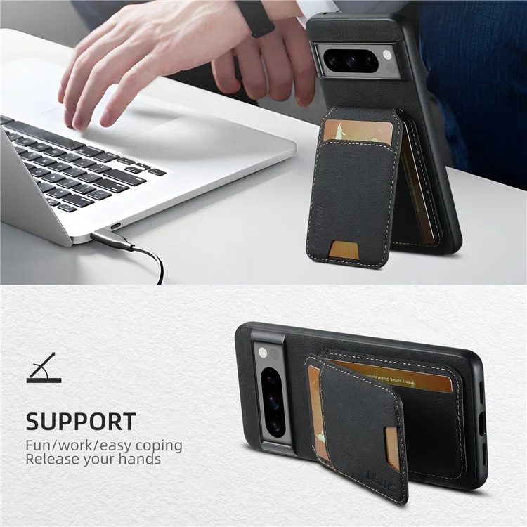 SUTENI H02 For Google Pixel 8 Pro Litchi Texture Case Vertical Flip Card Holder Protective Back Cover - Black