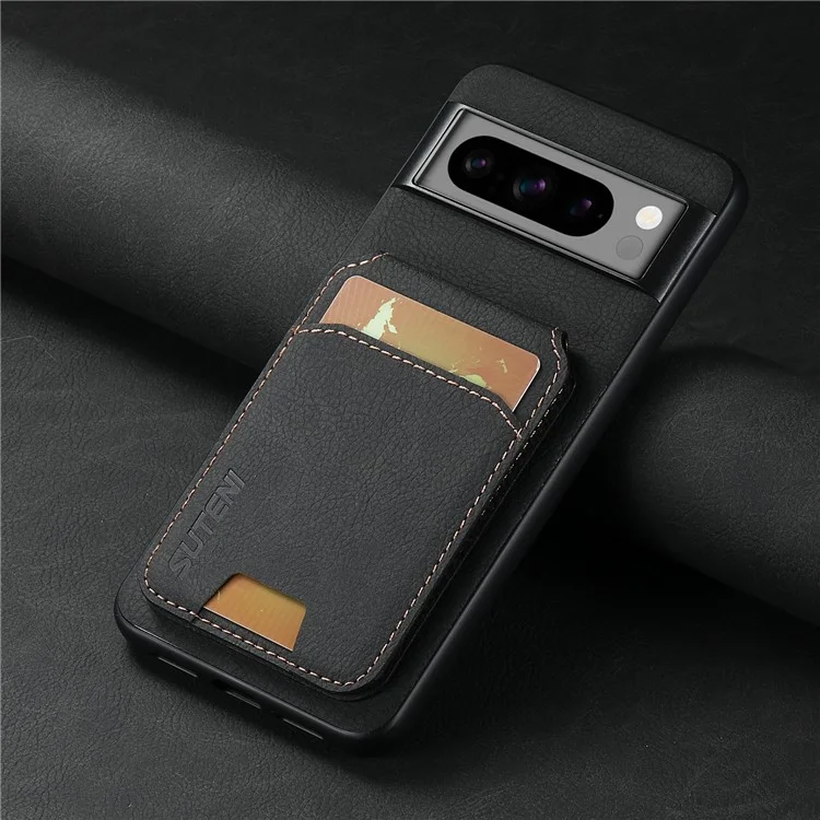 SUTENI H02 For Google Pixel 8 Pro Litchi Texture Case Vertical Flip Card Holder Protective Back Cover - Black
