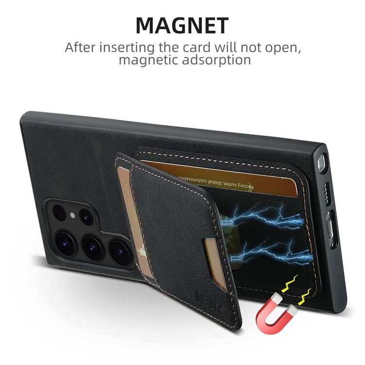 SUTENI H02 Étui pour Samsung Galaxy S22 Ultra 5G Fentes pour cartes Support téléphonique Couverture - Noir