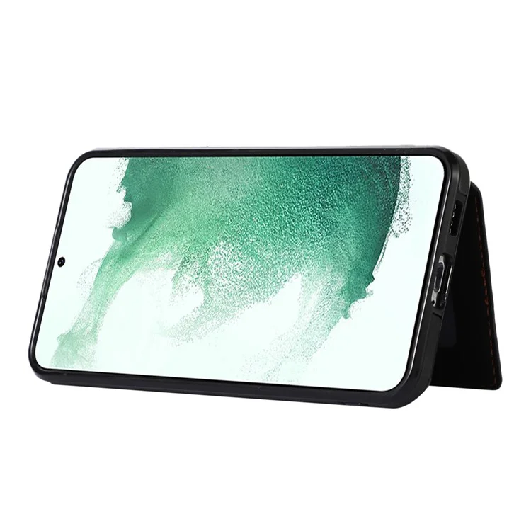 Für Samsung Galaxy S21 FE 5G Kickstand Phone Case TPU+PU Leder Schultertasche - Schwarz