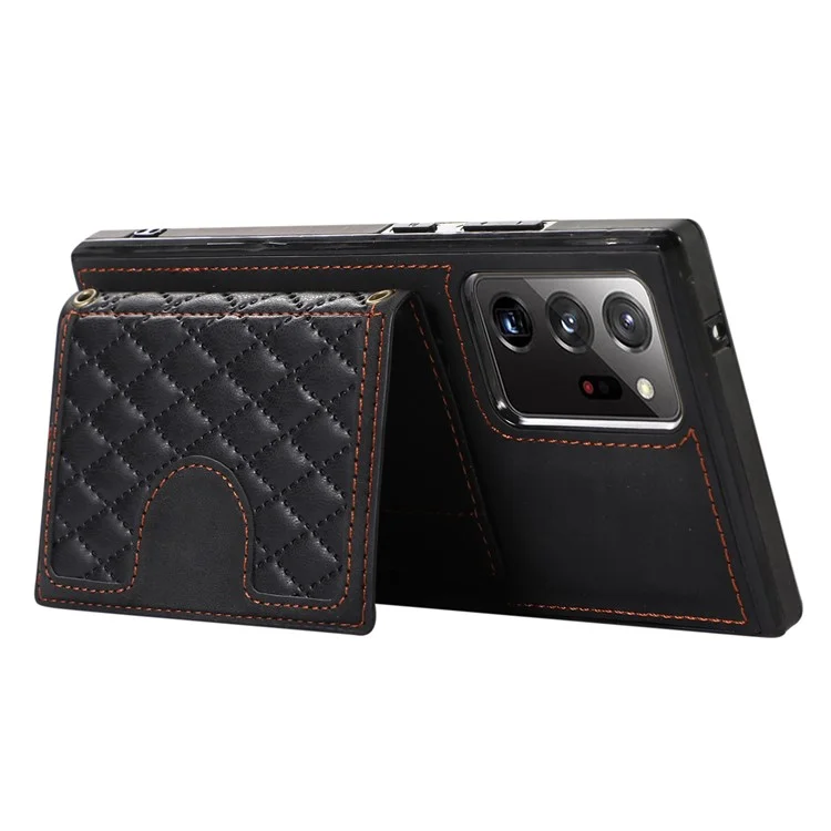 For Samsung Galaxy Note20 Ultra 5G / Note20 Ultra Shoulder Phone Pouch Card Case TPU+PU Leather Cover - Black