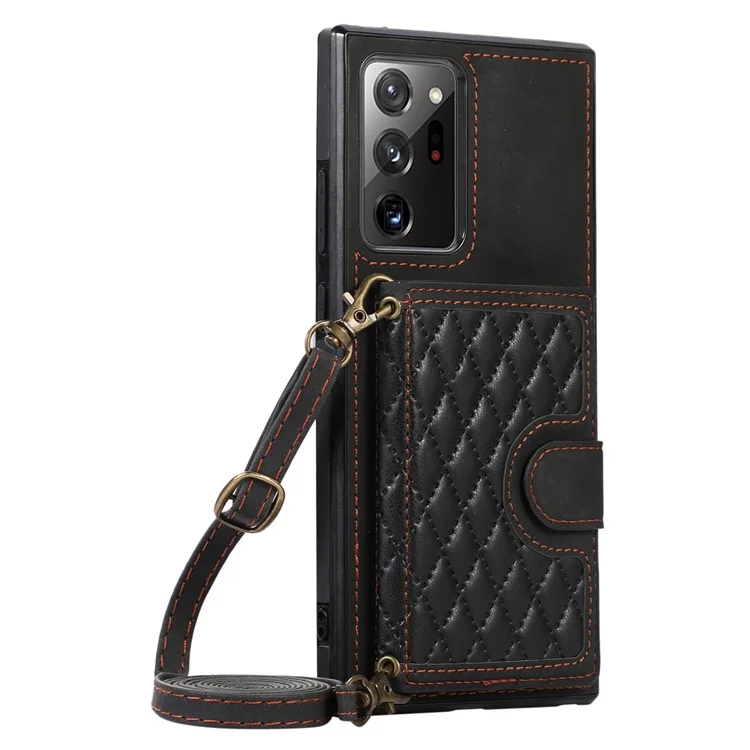For Samsung Galaxy Note20 Ultra 5G / Note20 Ultra Shoulder Phone Pouch Card Case TPU+PU Leather Cover - Black