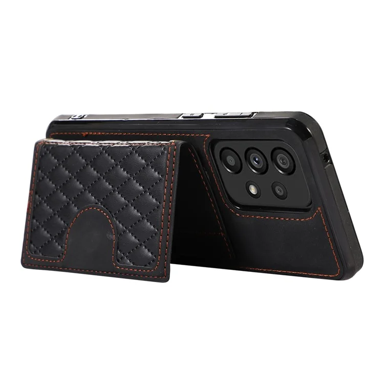 Für Samsung Galaxy M32 5G / A32 5G Hülle Ständer TPU+PU Leder Kartenfach Handyhülle - Schwarz