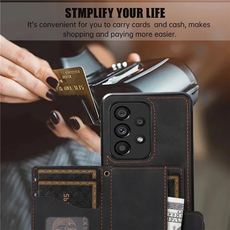 Für Samsung Galaxy M32 5G / A32 5G Hülle Ständer TPU+PU Leder Kartenfach Handyhülle - Schwarz