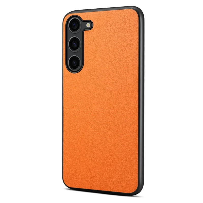Para Samsung Galaxy S24 Calf Texture Cover PC+TPU+PU Leather Slim-Fit Funda de Teléfono Móvil - Naranja