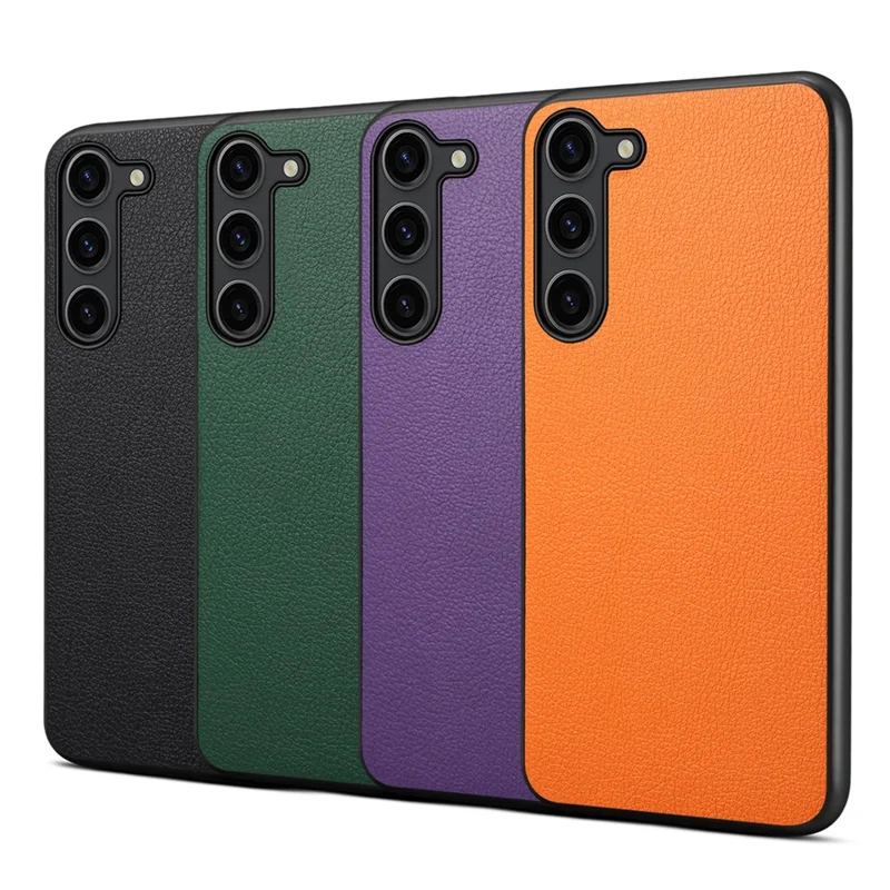 Para Samsung Galaxy S24 Calf Texture Cover PC+TPU+PU Leather Slim-Fit Funda de Teléfono Móvil - Naranja