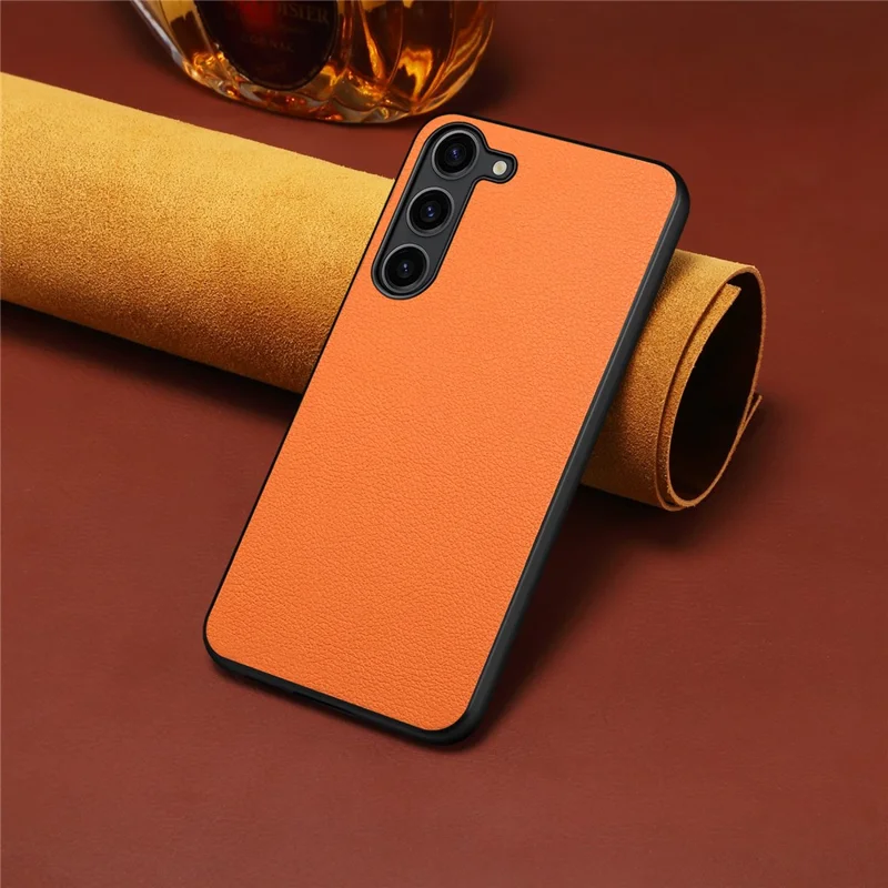 Para Samsung Galaxy S24 Calf Texture Cover PC+TPU+PU Leather Slim-Fit Funda de Teléfono Móvil - Naranja