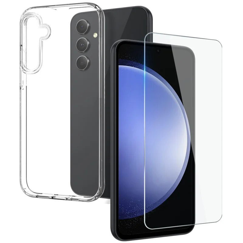 NORTHJO For Samsung Galaxy S23 FE TPU Phone Case with Tempered Glass Film - Transparent