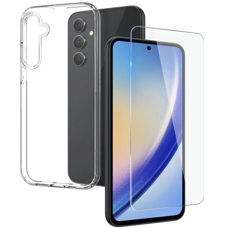 Northjo Pour Samsung Galaxy A55 5G TPU Case Téléphone Avec Film en Verre Trempé - Transparent