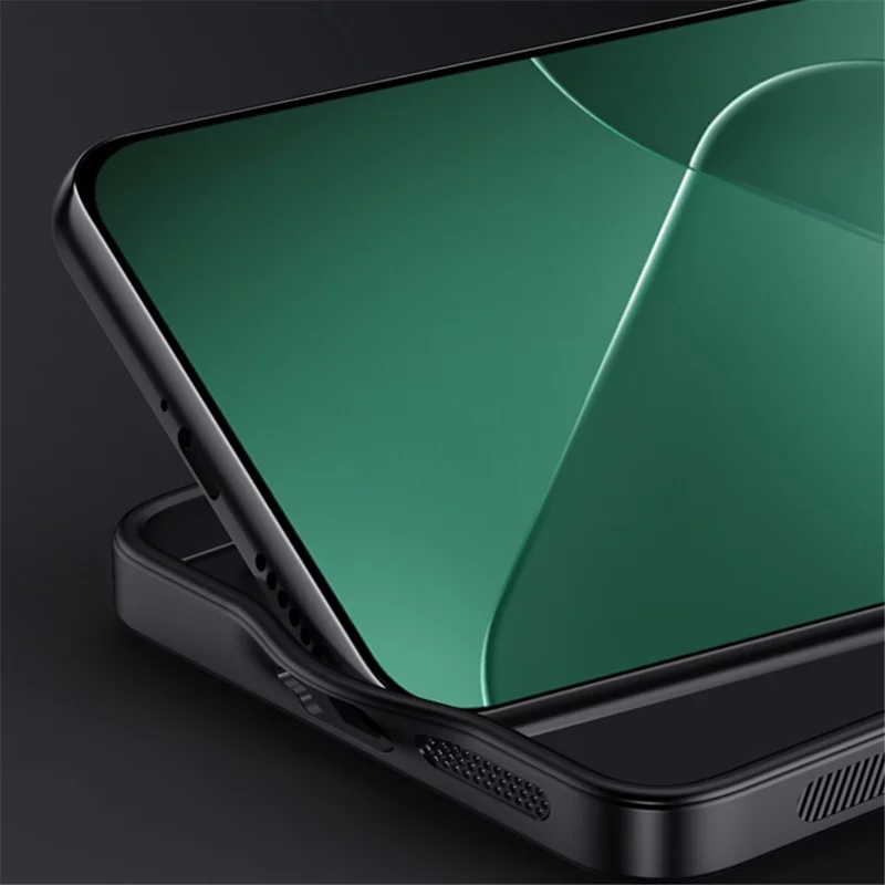 For Xiaomi 14 Cell Phone Case Scratch Resistant Wood Grain Back Cover - Black