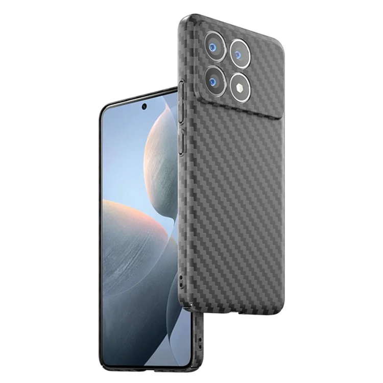Para Xiaomi Poco F6 Pro 5G / Redmi K70 5G / K70 Pro 5G Funda de teléfono móvil Textura de fibra de carbono de color de empalme Cubierta dura de PC - Negro