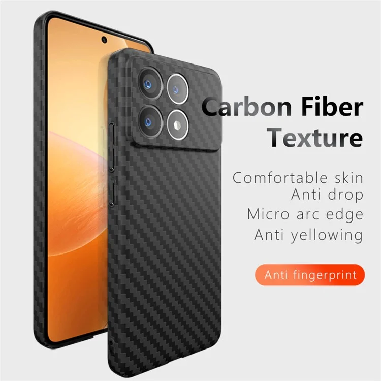 Para Xiaomi Poco F6 Pro 5G / Redmi K70 5G / K70 Pro 5G Funda de teléfono móvil Textura de fibra de carbono de color de empalme Cubierta dura de PC - Negro
