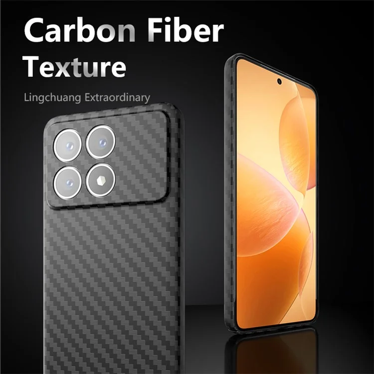 For Xiaomi Redmi K70 5G Cell Phone Case Splicing Color Carbon Fiber Texture Hard PC Cover - Black