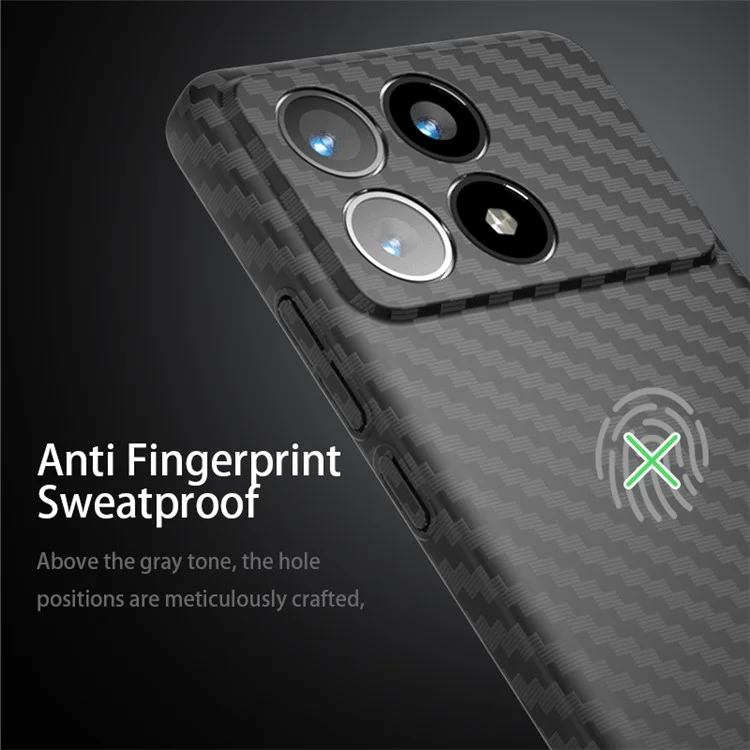 For Xiaomi Redmi K70 5G Cell Phone Case Splicing Color Carbon Fiber Texture Hard PC Cover - Black