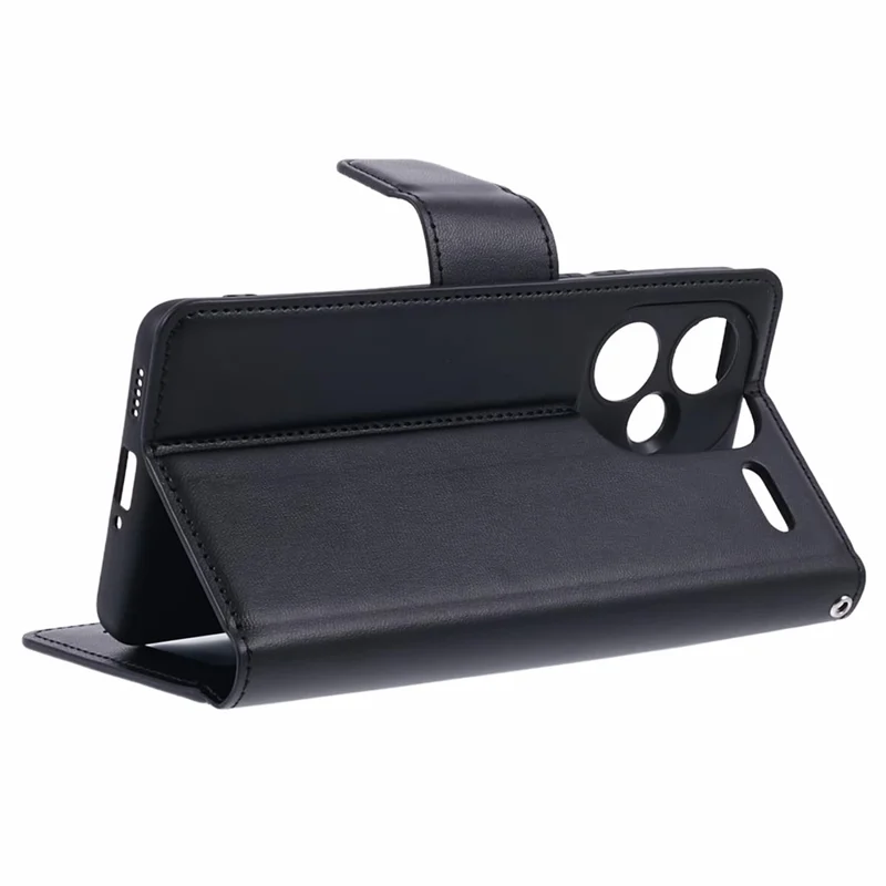 HANMAN Mill Series for Xiaomi Redmi Note 13 Pro+ 5G Case PU Leather Wallet Phone Stand Cover - Black