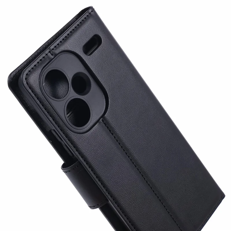 HANMAN Mill Series for Xiaomi Redmi Note 13 Pro+ 5G Case PU Leather Wallet Phone Stand Cover - Black