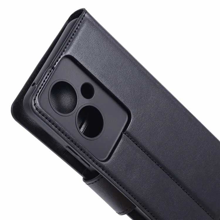 HANMAN Mill Series Phone Cover for Oppo A79 5G / A2 5G Case PU Leather Wallet Phone Stand Shell - Black