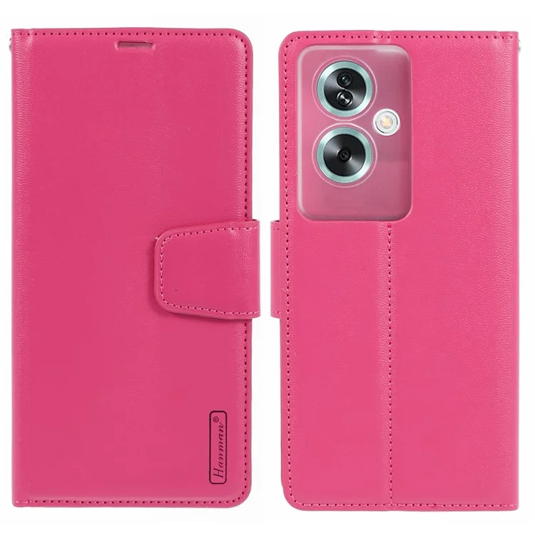 HANMAN Mill Series for Oppo A79 5G / A2 5G Case PU Leather Phone Shell Flip Wallet Cover - Rose
