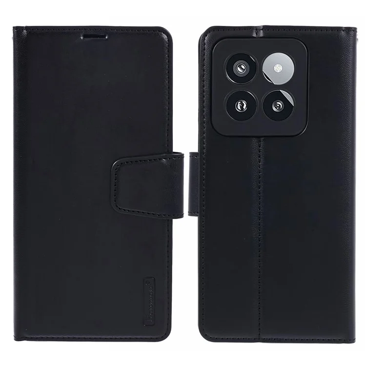 Funda para teléfono celular HANMAN Mill Series para Xiaomi 14 Pro, carcasa de teléfono, cuero sintético - Negro