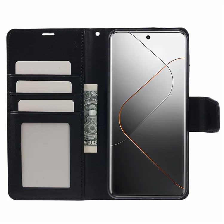 Funda para teléfono celular HANMAN Mill Series para Xiaomi 14 Pro, carcasa de teléfono, cuero sintético - Negro