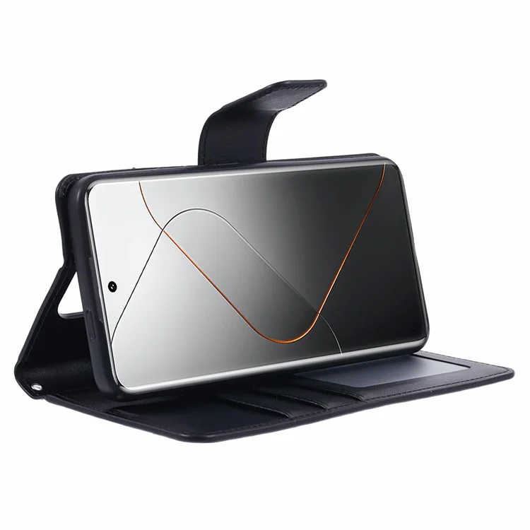 Funda para teléfono celular HANMAN Mill Series para Xiaomi 14 Pro, carcasa de teléfono, cuero sintético - Negro