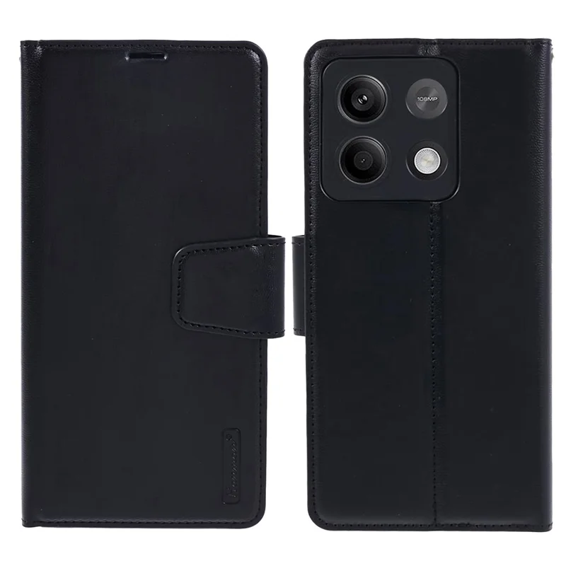 HANMAN Mill Series Phone Cover for Xiaomi Redmi Note 13 5G Case PU Leather Phone Shell Wallet - Black