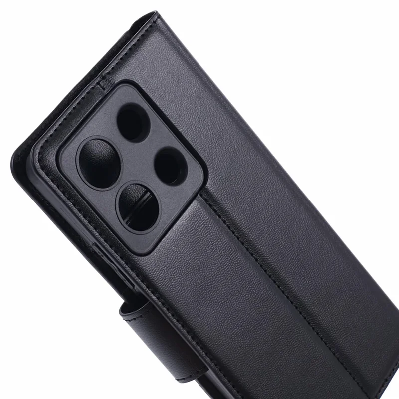 HANMAN Mill Series Phone Cover for Xiaomi Redmi Note 13 5G Case PU Leather Phone Shell Wallet - Black