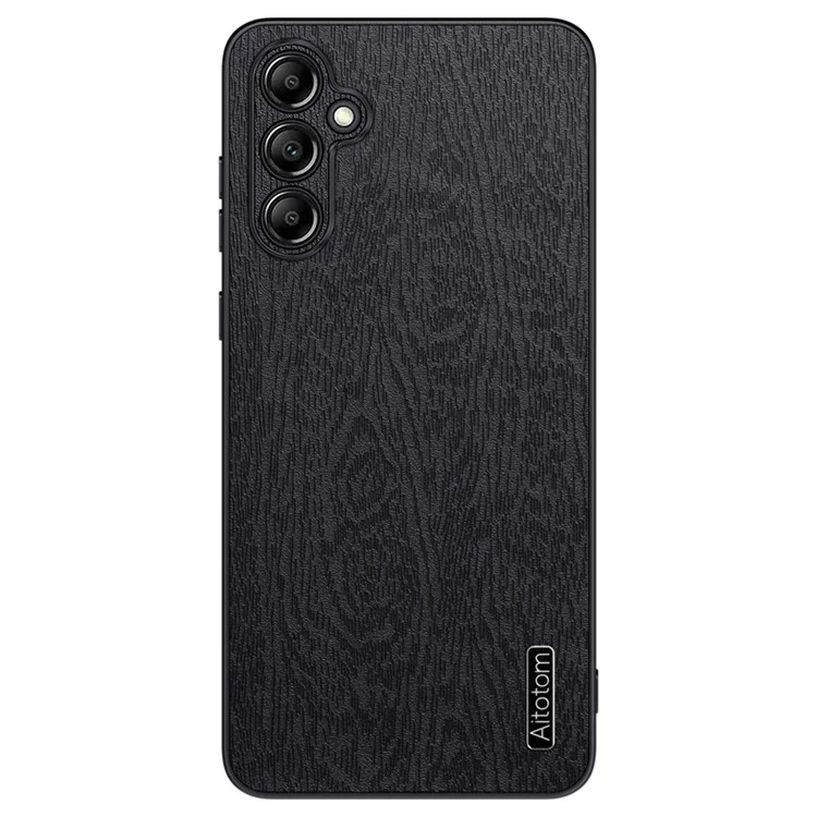 Funda para Samsung Galaxy A15 5G Funda de teléfono móvil Funda de protección trasera de madera Grano PC+TPU+PU - Negro