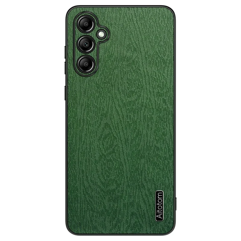 For Samsung Galaxy A15 5G Cellphone Case Wood Grain PC+TPU+PU Back Protector Cover - Green