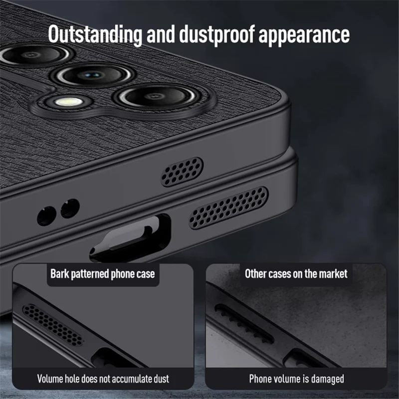 For Samsung Galaxy A15 5G Cellphone Case Wood Grain PC+TPU+PU Back Protector Cover - Green