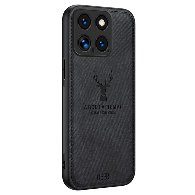 Für Xiaomi 14 Pro Handyhülle Stoffstruktur Antifingerschutz-Cover Ausgefeiltes Hirsch-Design - Schwarz