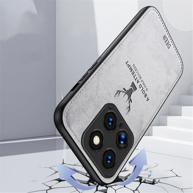 Für Xiaomi 14 Pro Handyhülle Stoffstruktur Antifingerschutz-Cover Ausgefeiltes Hirsch-Design - Schwarz