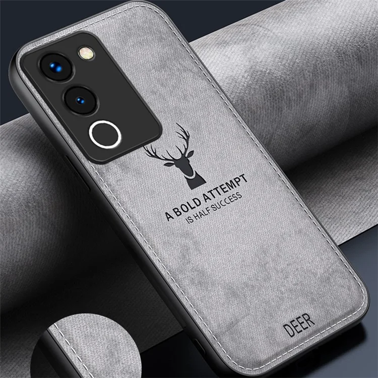Per vivo Y200 (India) 5G Modern Deer Imprinted Case TPU+PC+PU Leather Smartphone Cover - Nero