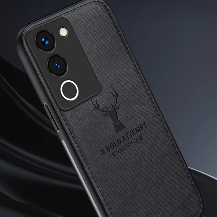 Per vivo Y200 (India) 5G Modern Deer Imprinted Case TPU+PC+PU Leather Smartphone Cover - Nero
