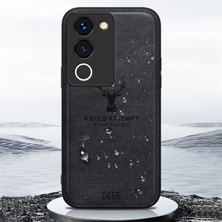 Per vivo Y200 (India) 5G Modern Deer Imprinted Case TPU+PC+PU Leather Smartphone Cover - Nero