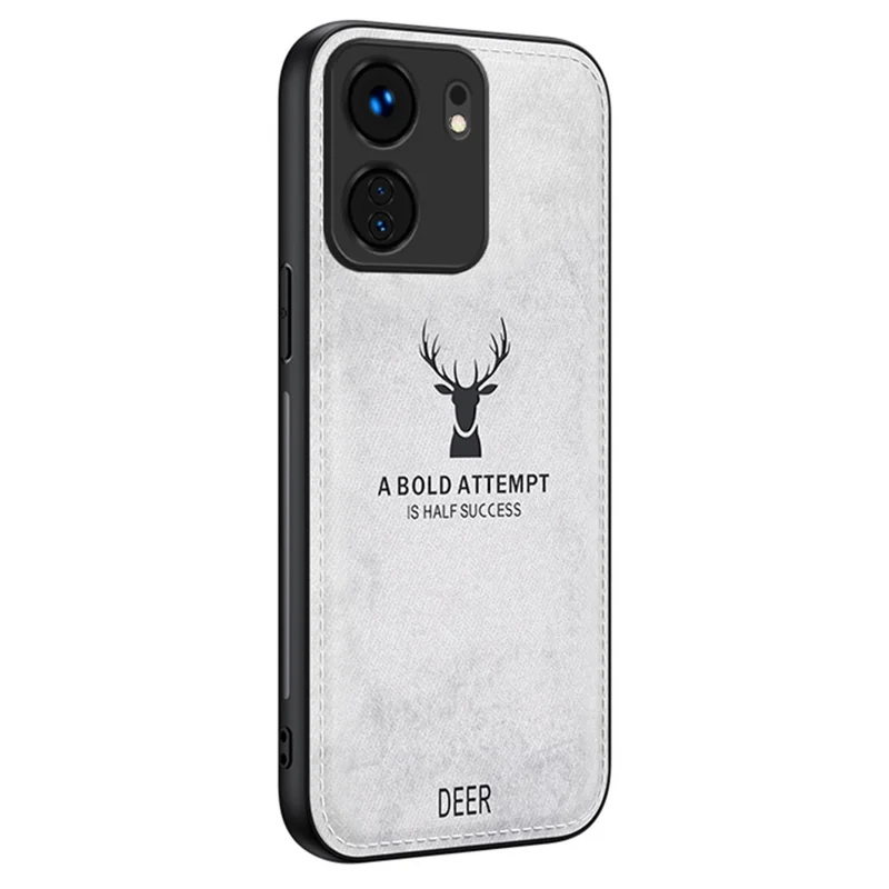 For Xiaomi Redmi 13C 4G / Poco C65 4G Phone Case Deer Pattern Cloth Textured Anti-Slip - Grey