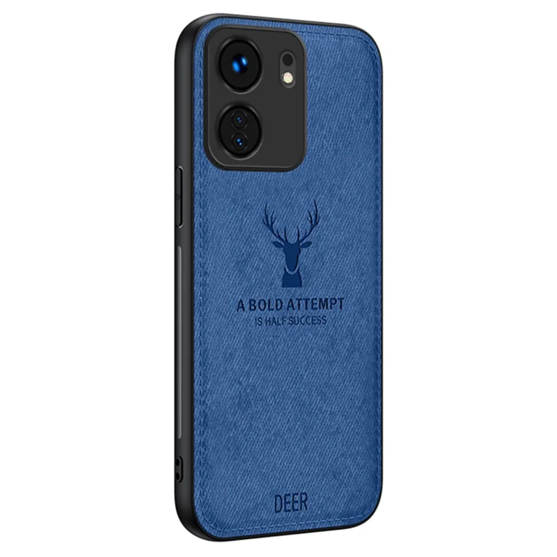 For Xiaomi Redmi 13C 4G / Poco C65 4G Phone Case Deer Pattern Cloth Textured Anti-Slip - Blue