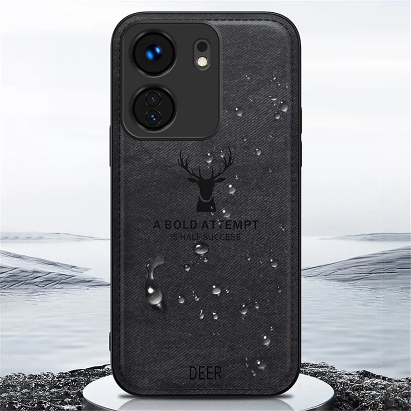 For Xiaomi Redmi 13C 4G / Poco C65 4G Phone Case Deer Pattern Cloth Textured Anti-Slip - Blue