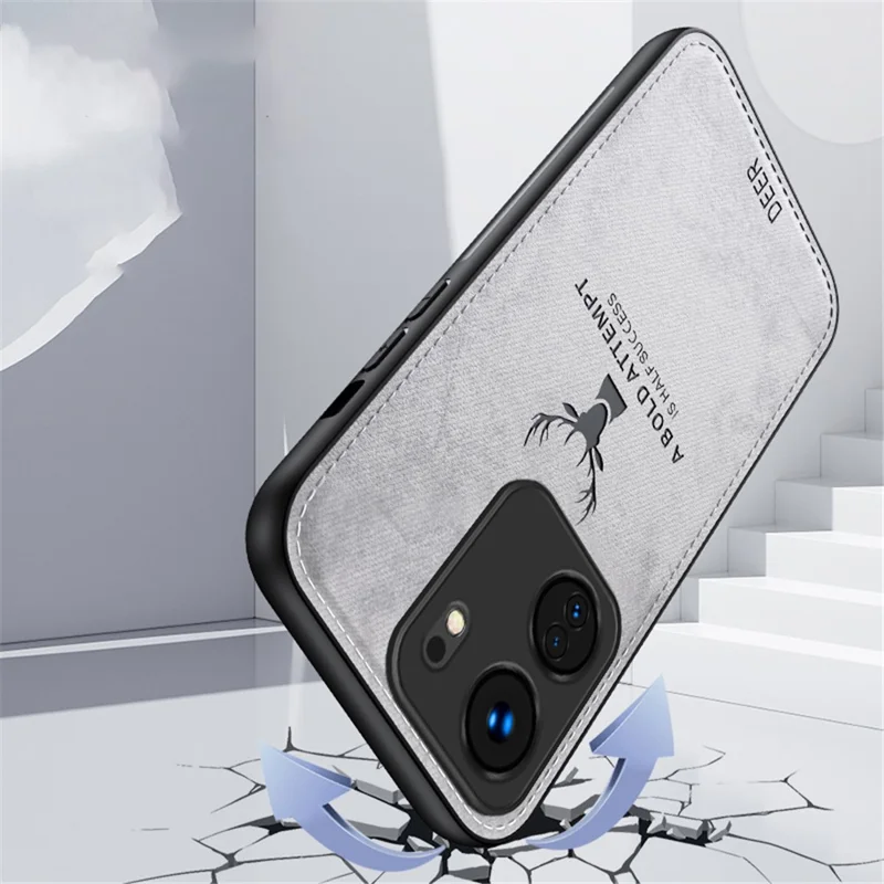 For Xiaomi Redmi 13C 4G / Poco C65 4G Phone Case Deer Pattern Cloth Textured Anti-Slip - Blue