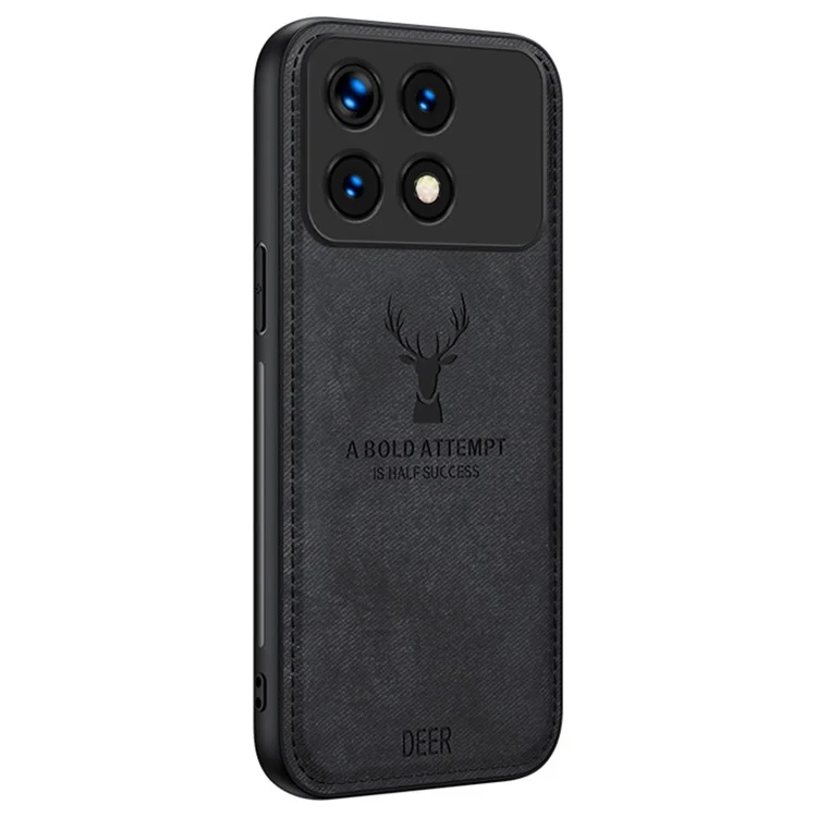 Pour Xiaomi Redmi K70E 5G / Poco X6 Pro 5G Coque de protection avec motif de cerf, protection anti-chute - Noir