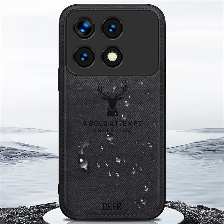 Pour Xiaomi Redmi K70E 5G / Poco X6 Pro 5G Coque de protection avec motif de cerf, protection anti-chute - Noir