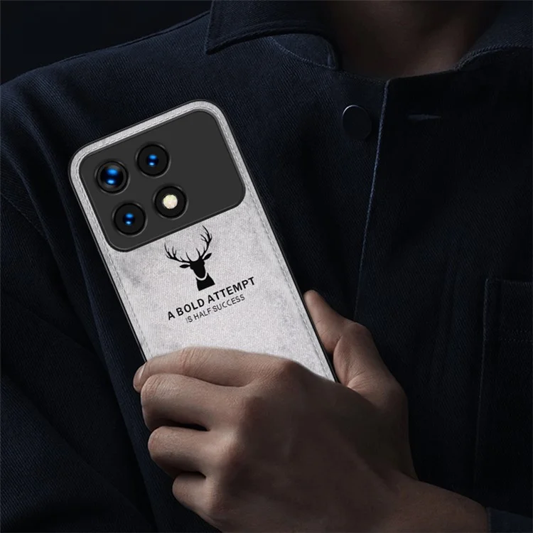 Pour Xiaomi Redmi K70E 5G / Poco X6 Pro 5G Coque de protection avec motif de cerf, protection anti-chute - Noir