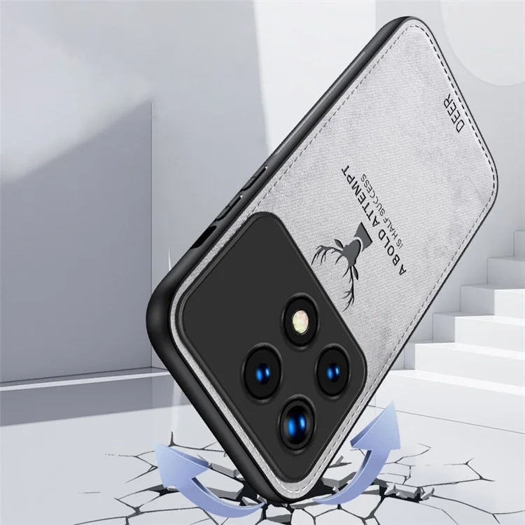 Pour Xiaomi Redmi K70E 5G / Poco X6 Pro 5G Coque de protection avec motif de cerf, protection anti-chute - Noir