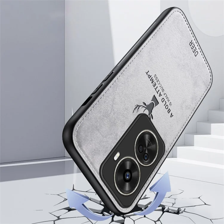 Für Huawei nova 11 SE / nova 12 SE 4G Smartphone-Hülle Verfeinertes Hirschmuster Weiche Textur Abdeckung - Schwarz