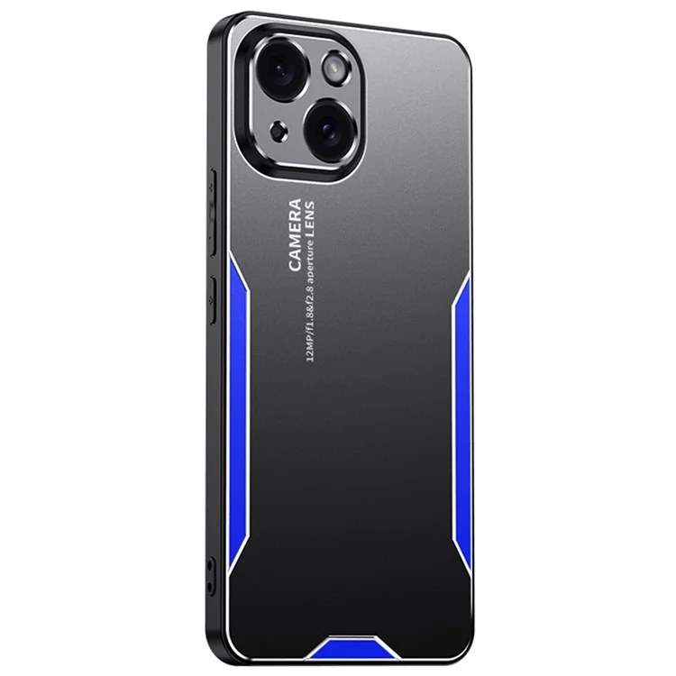 Funda para iPhone 15 Plus, de aleación de aluminio + TPU + PC, acabado mate, funda de teléfono inteligente - Azul