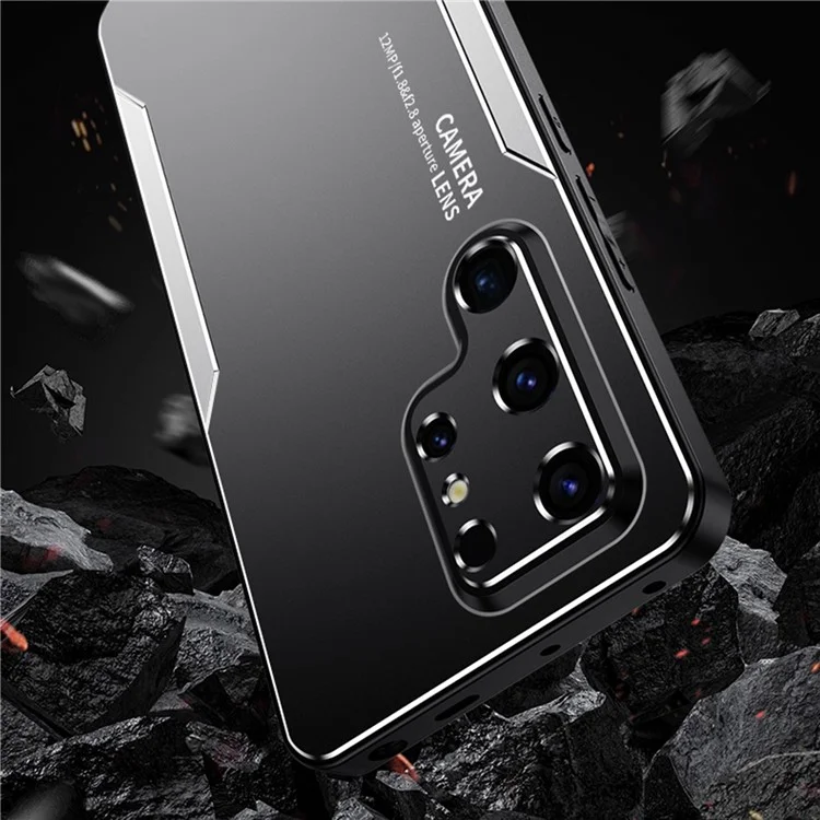 Pour Samsung Galaxy S24 Ultra Matte Case Scratch-proof Aluminium Alloy+TPU+PC Phone Back Shell - Argent