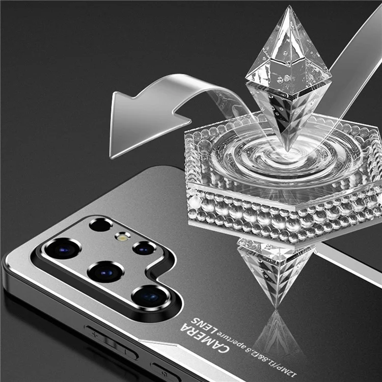 Pour Samsung Galaxy S24 Ultra Matte Case Scratch-proof Aluminium Alloy+TPU+PC Phone Back Shell - Argent