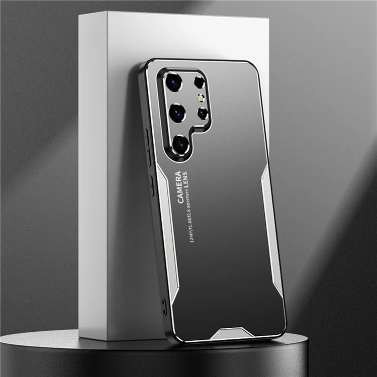 Pour Samsung Galaxy S24 Ultra Matte Case Scratch-proof Aluminium Alloy+TPU+PC Phone Back Shell - Argent